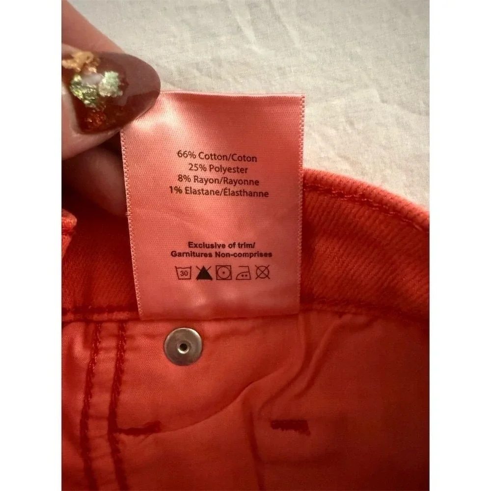 JAG Cassie Mid Rise Crop Slim Straight Leg Jeans Salsa Red Orange 10 J2943GDS676